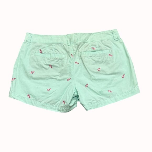 Old Navy Nautical Embroidered Shorts Mint Green Pink Anchor Womens Size 6 Cotton - Picture 11 of 11